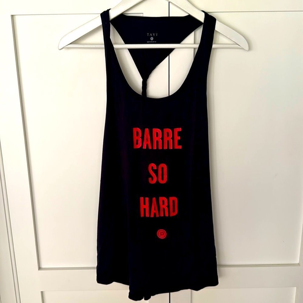 Pure Barre x Tavi Twisted Racerback Tank, Small - “Barre So Hard”